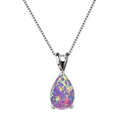 Olivenorma Synthetic Opal Water Drop Pendant Simple Necklace