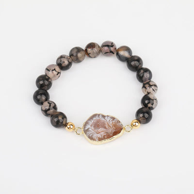 Olivenorma Natural Lava Stone Agate Beads Geode Bracelet