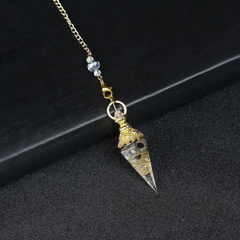 Olivenorma Natural Crystal Resin Hexagonal Pyramid Pendulum