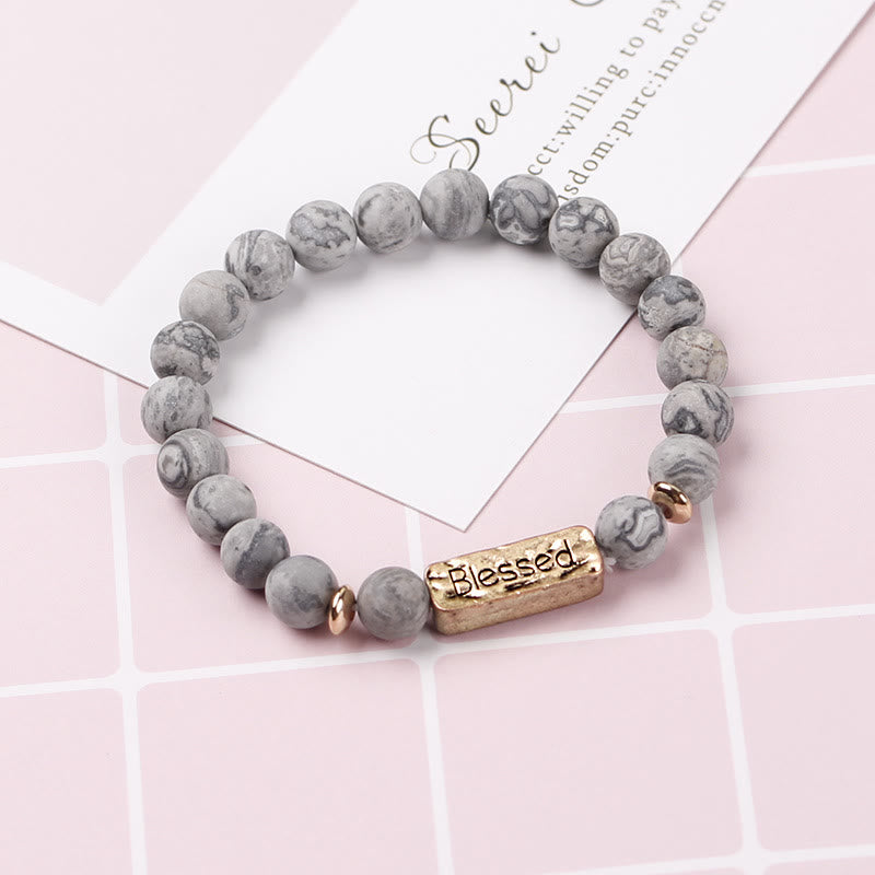 Olivenorma Natural Gemstone Blessed Engraving Bracelet