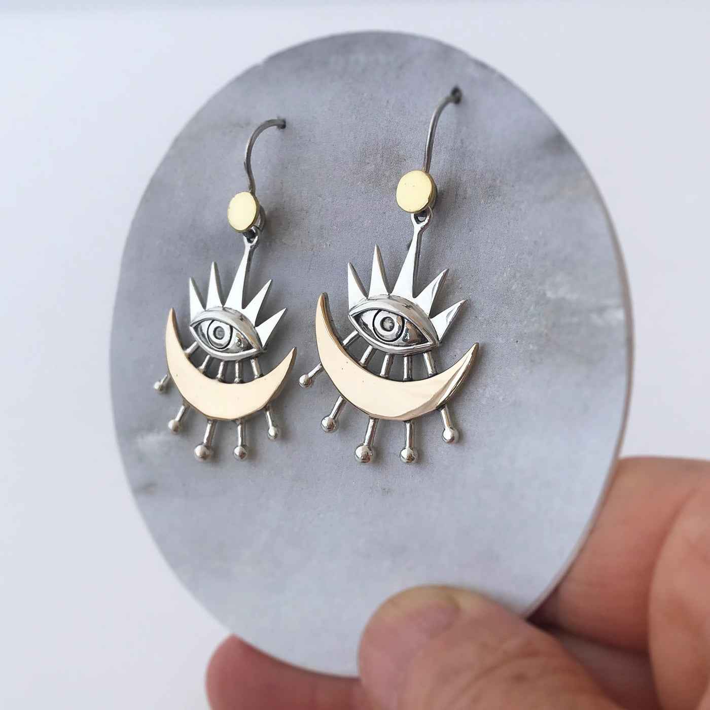 Olivenorma Evil Eye Earrings With Crescent Moon Rays Earrings