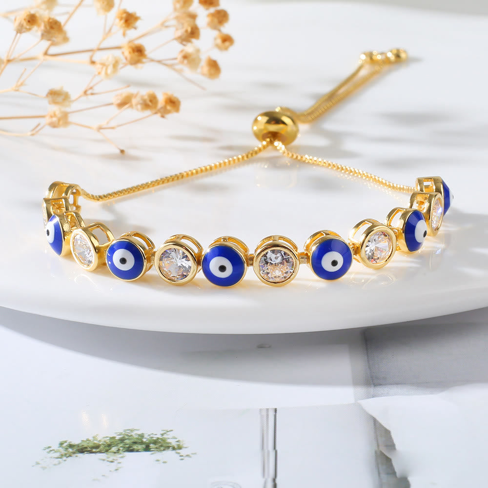 Olivenorma White Zircon Evil Eye Adjustable Bracelet