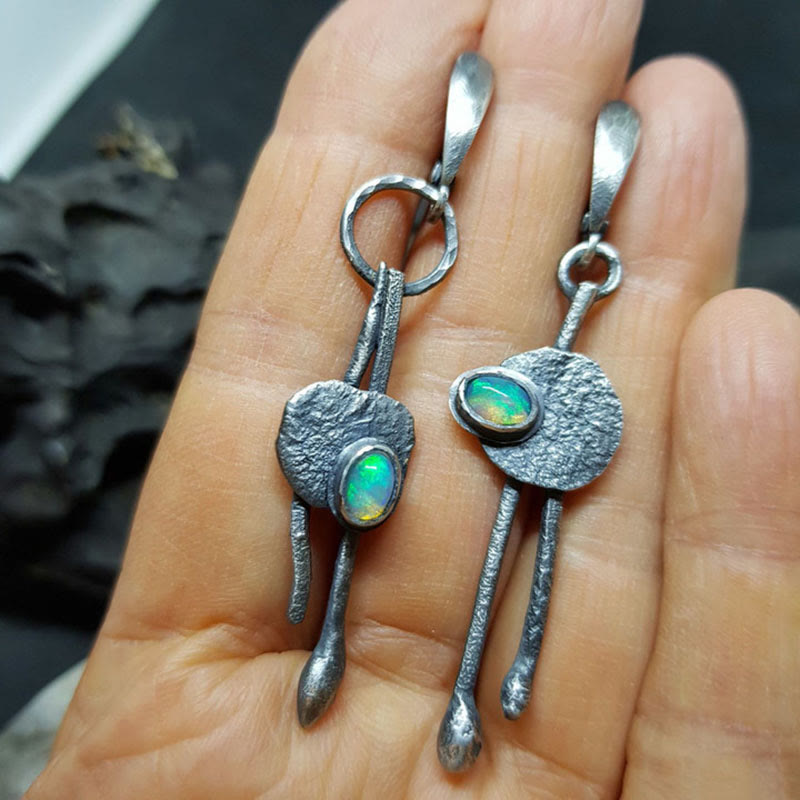 Olivenorma Asymmetric Colorful Opal Witch Earrings