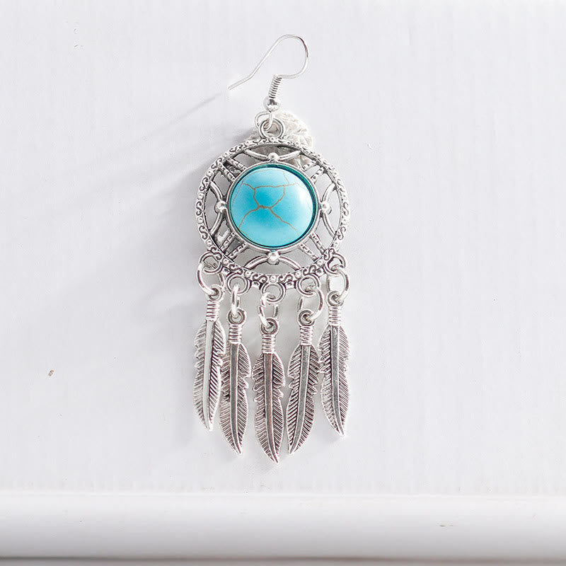 Olivenorma Boho Turquoise Feather Tassel Earrings - image 6