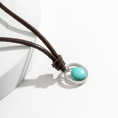 Olivenorma Ring Band Turquoise Leather Necklace - image 8