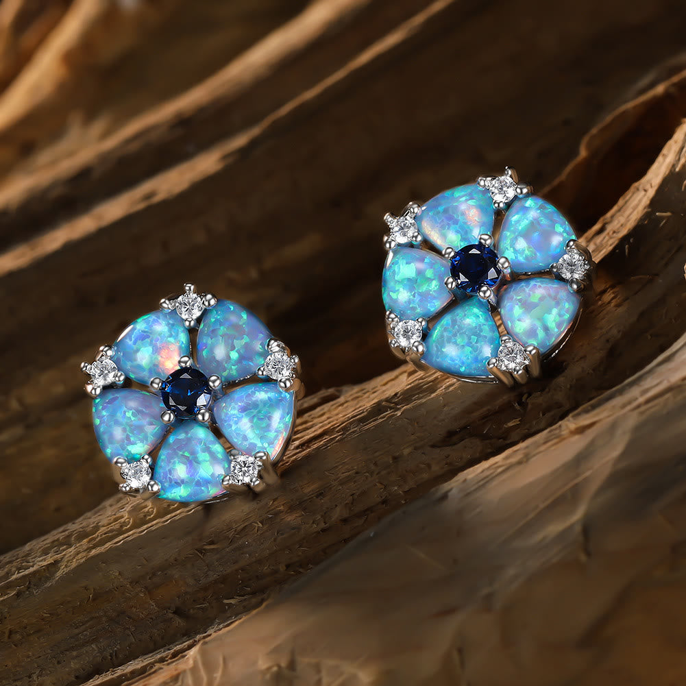 Olivenorma Opal Flower Shaped Earrings