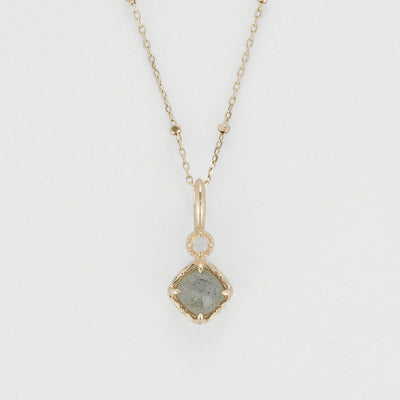 Olivenorma Natural Labradorite Square Stone Ring Necklace