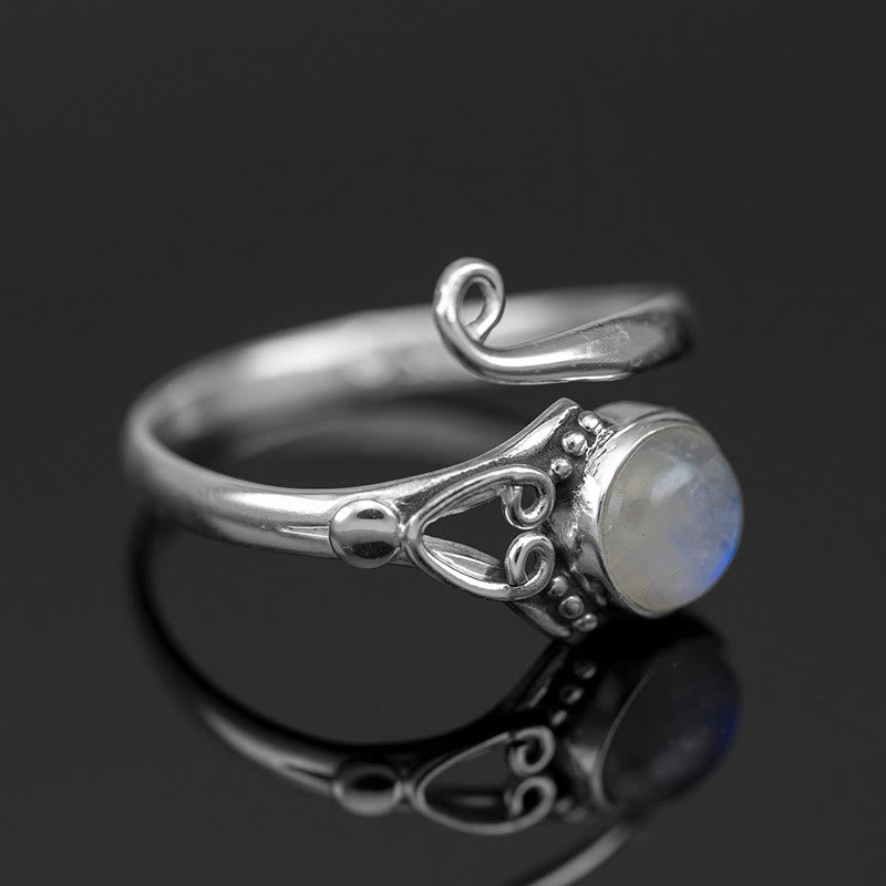 Olivenorma“Purify Energy" - Round Moonstone Retro Ring