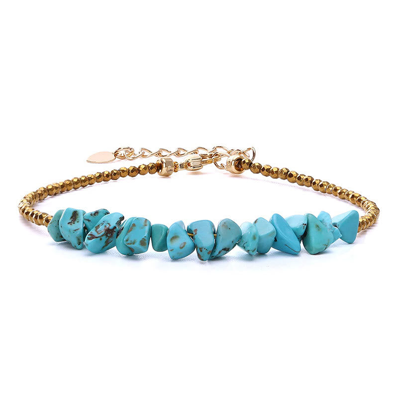 Olivenorma Gold Chain Turquoise Beaded Bracelet