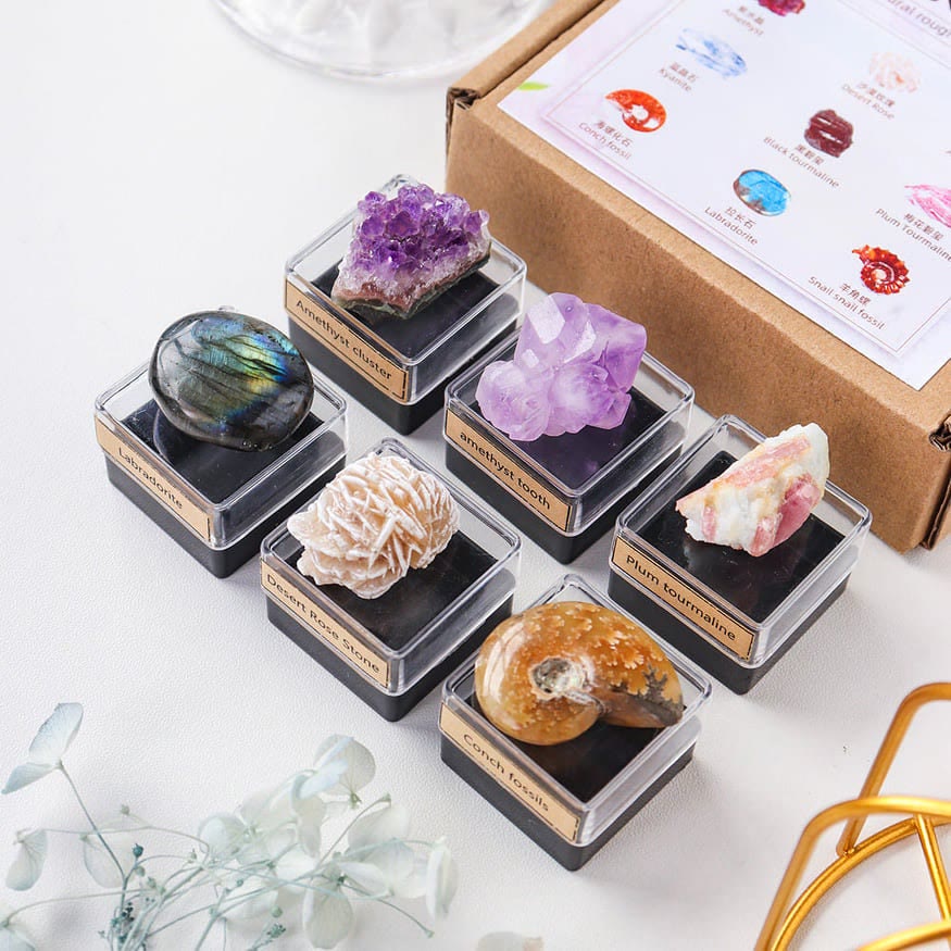 Olivenorma 9pcs Set Natural Crystal Set Gift Box