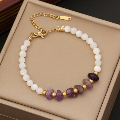 Olivenorma Natural Irregular Stone & Shell Jewelry Bracelet