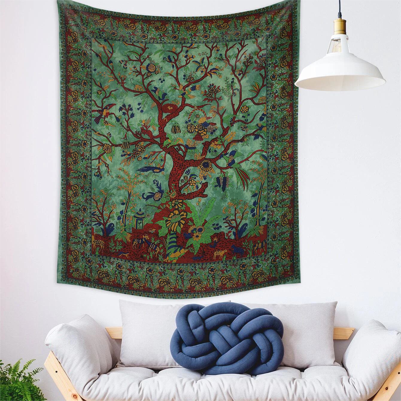 Olivenorma Green Tree Of Life Wall Hanging Psychedelic Tapestry