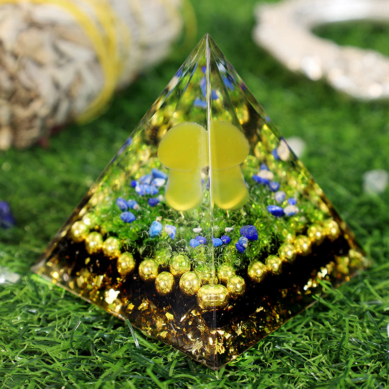 Peridot Lapis Lazuli Mushroom Orgone Pyramid