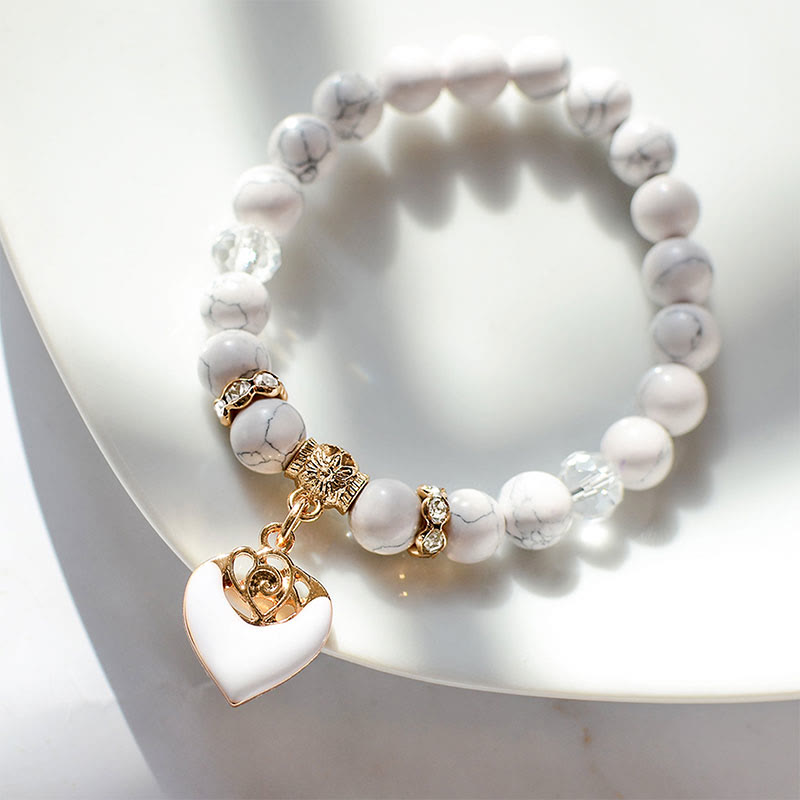 Olivenorma White Rose Beaded Turquoise Bracelet