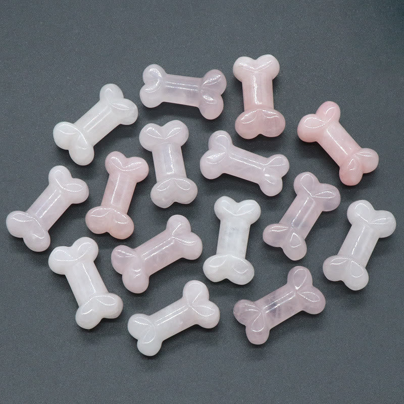Olivenorma Natural Quartz Crystal Mini Bone Gemstone Decoration - Rose Quartz - image 16