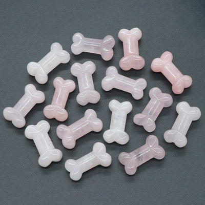 Olivenorma Natural Quartz Crystal Mini Bone Gemstone Decoration - Rose Quartz - image 16