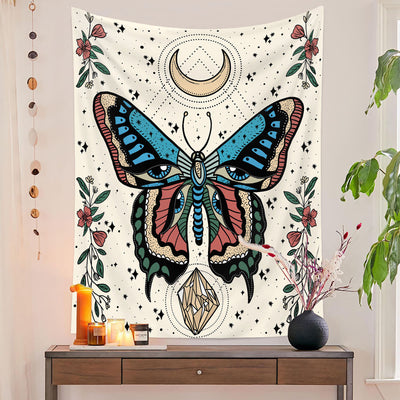 Olivenorma Moth Butterfly Black White Tapestry