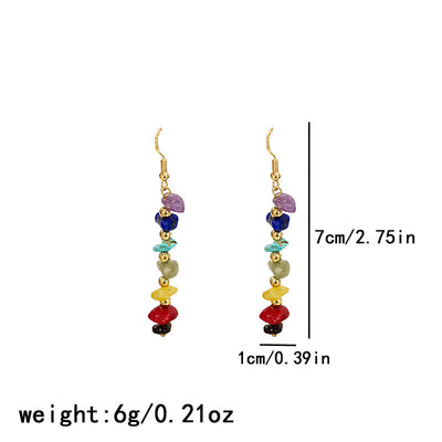 Olivenorma 7 Chakra Stone Gravel Pendant Earrings