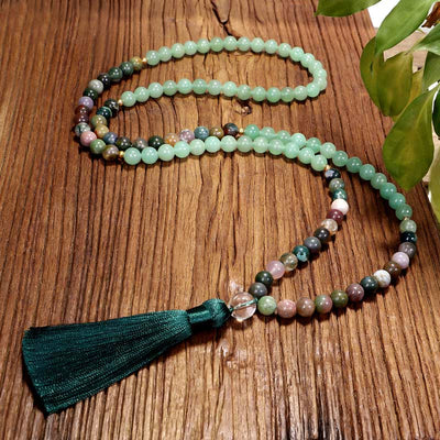 Olivenorma Green Aventurine Indian Agate Necklace Bracelet Mala