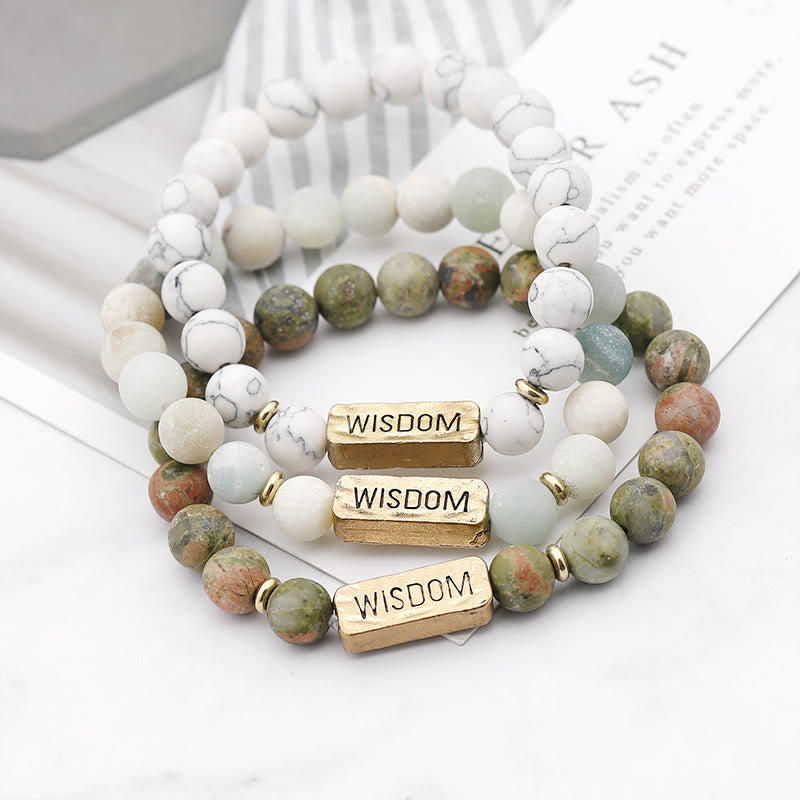 Olivenorma Natural Gemstone Wisdom Engraving Bracelet