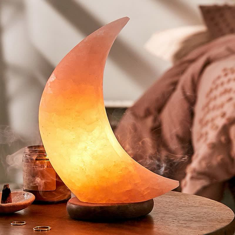 Olivenorma Crescent Moon Shape Himalayan Pink Salt Lamp