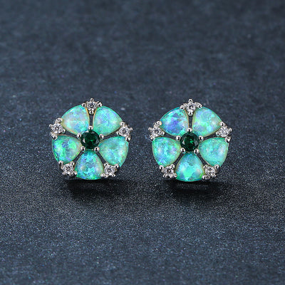 Olivenorma Opal Flower Shaped Earrings