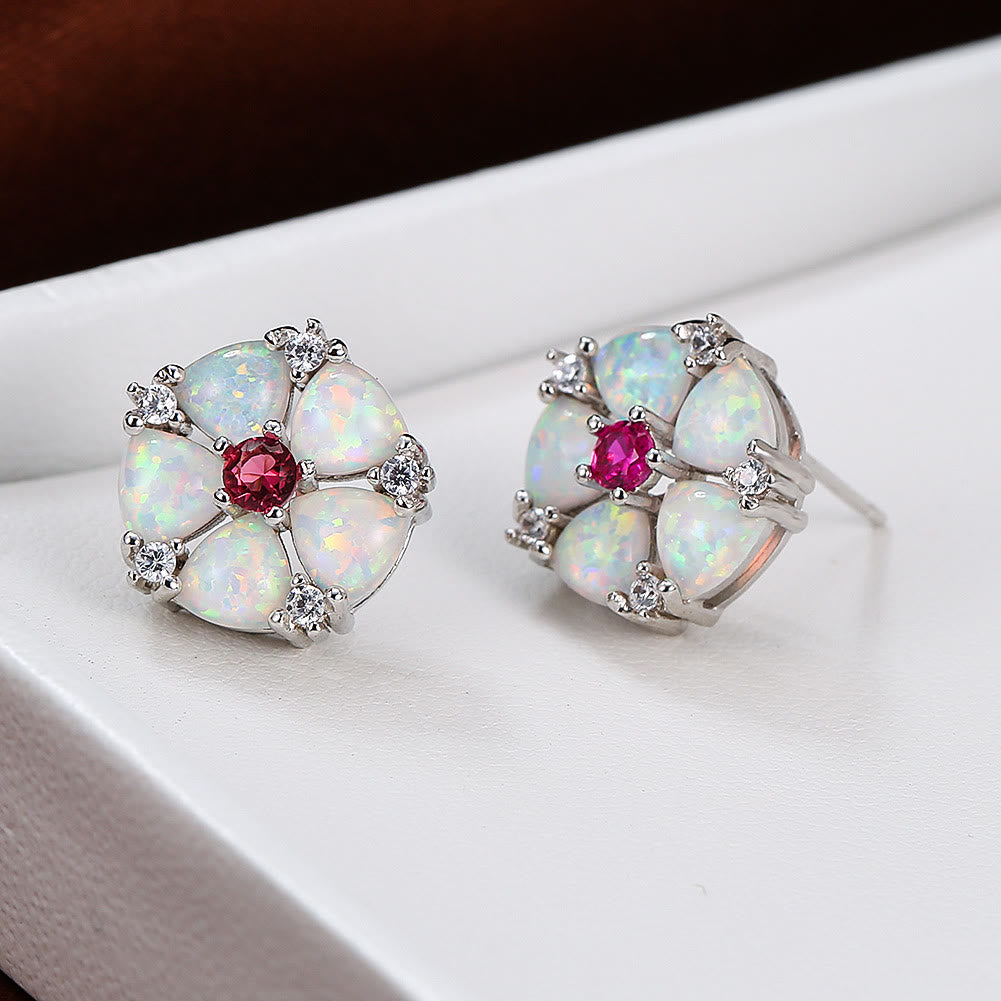 Olivenorma Opal Flower Shaped Earrings