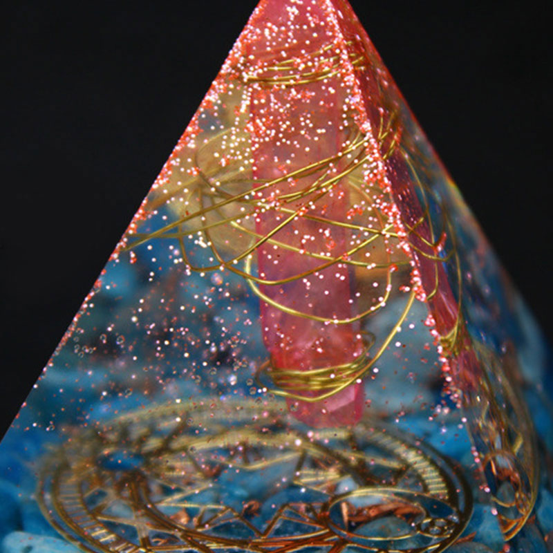 Olivenorma Red Quartz with Lapis Lazuli Orgone Pyramid