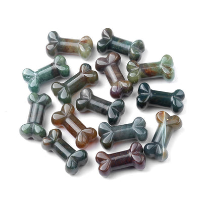 Olivenorma Natural Quartz Crystal Mini Bone Gemstone Decoration - India Agate - image 40