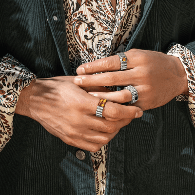 Olivenorma Tiger Eye Mantra Ring