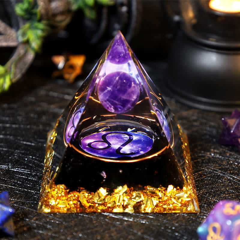 Olivenorma Amethyst Ball Obsidian Gravel Zodiac Leo Orgone Pyramid