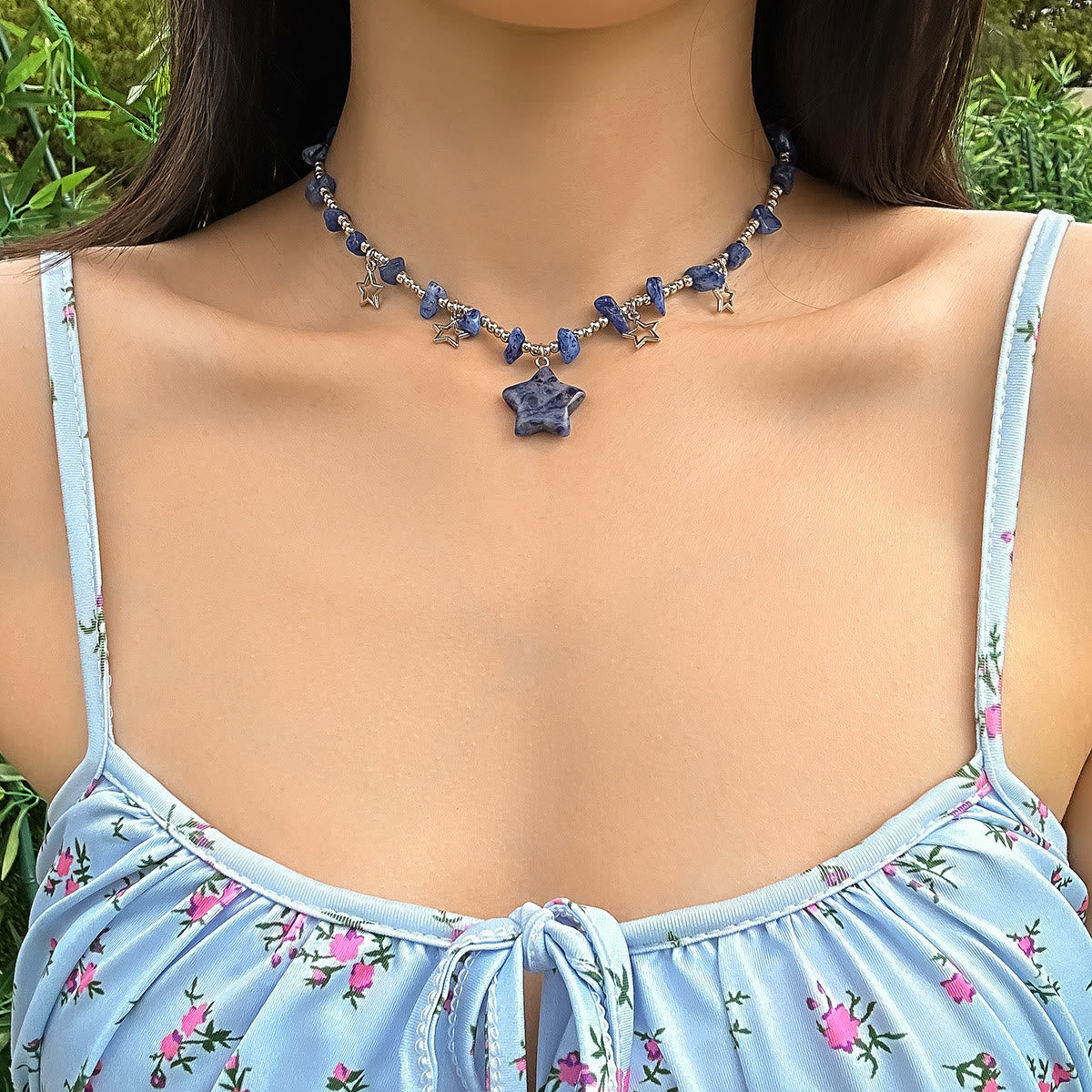 Olivenorma Bohemia Star Tassel  Crystal Choker Necklace