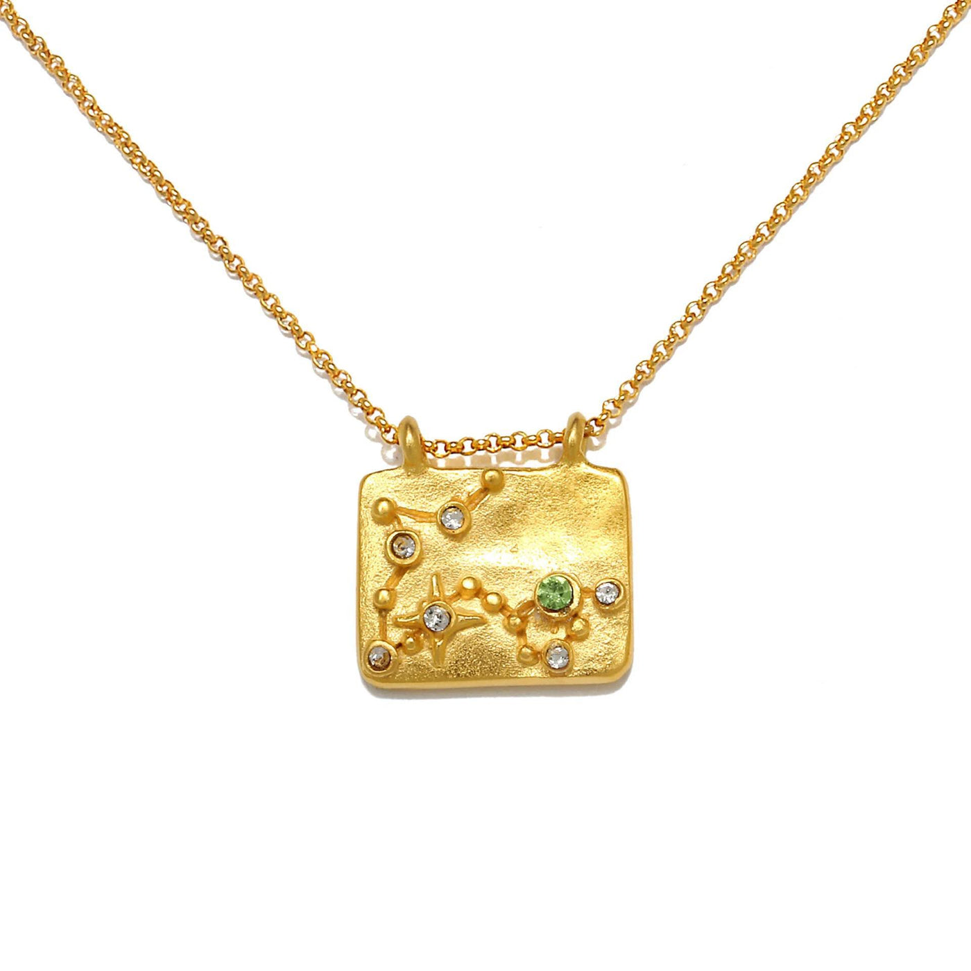 Olivenorma White Zircon Zodiac Copper Plated 18k Gold Necklace