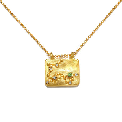 Olivenorma White Zircon Zodiac Copper Plated 18k Gold Necklace