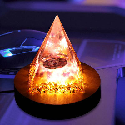 Olivenorma USB Pyramid Light Base Wooden Display Lamp Holder