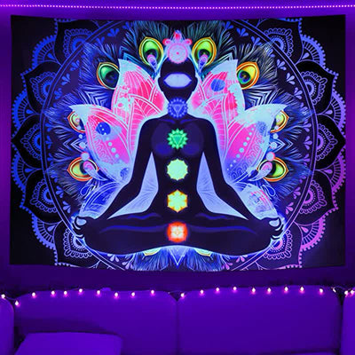 Chakra With Lotus Wall Hanging Tapestry