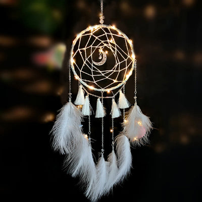 Olivenorma Fairy White Feather Moon Pendant Dream Catcher - image 2