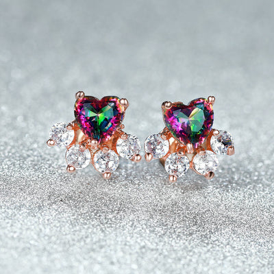 Olivenorma Kawaii Opal White Zircon Kitty Paw Earrings