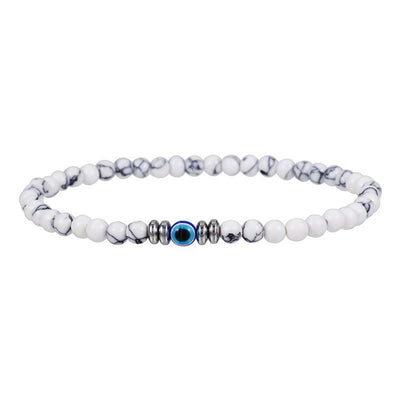 Olivenorma Mens 4mm Natural Stone Evil Eye Beads Bracelet