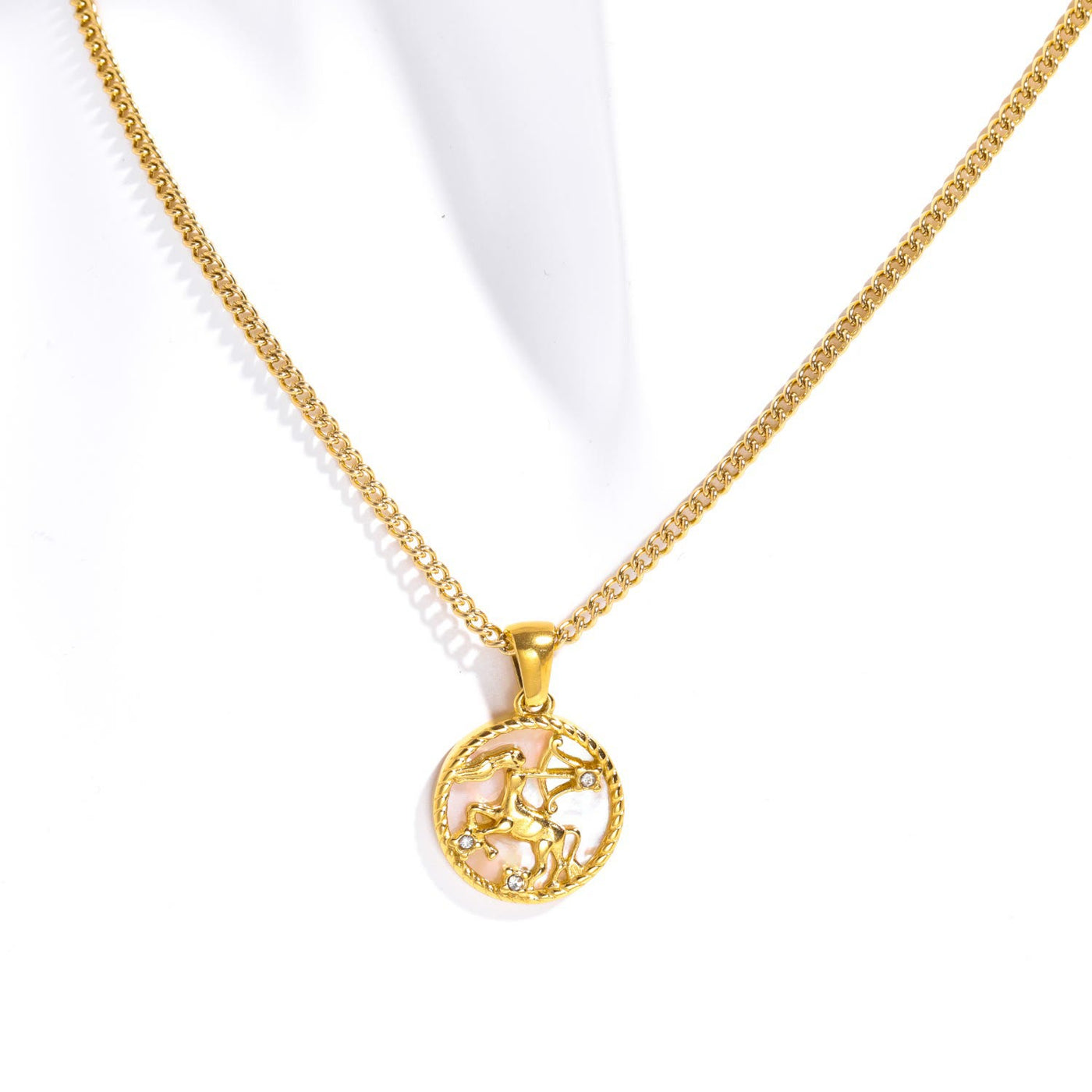 Olivenorma Shell Zodiac 18k Gold Titanium Steel Necklace