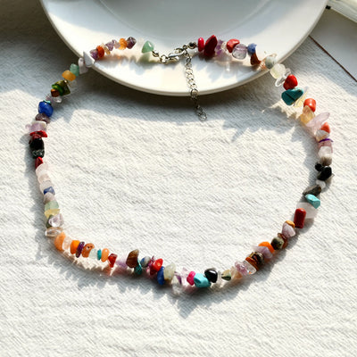 Olivenorma Irregular Shaped Polished Crystal Stone Necklace - Colorful Natural Stone - image 34