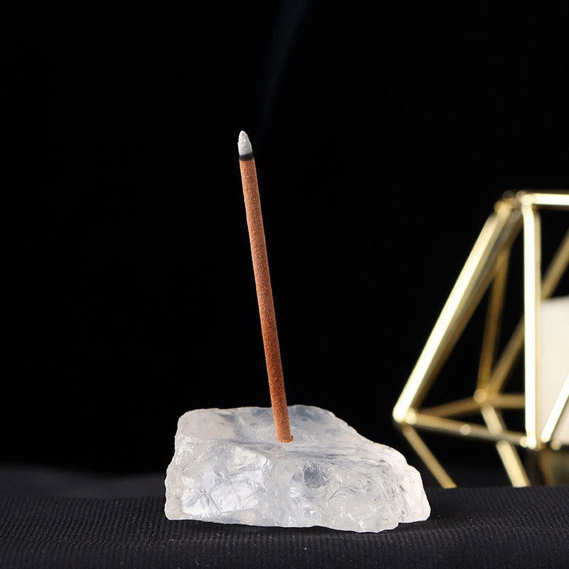 Olivenorma Crystal Raw Stone Incense Stick Holder Gemstone Decoration - Clear Crystal - image 1