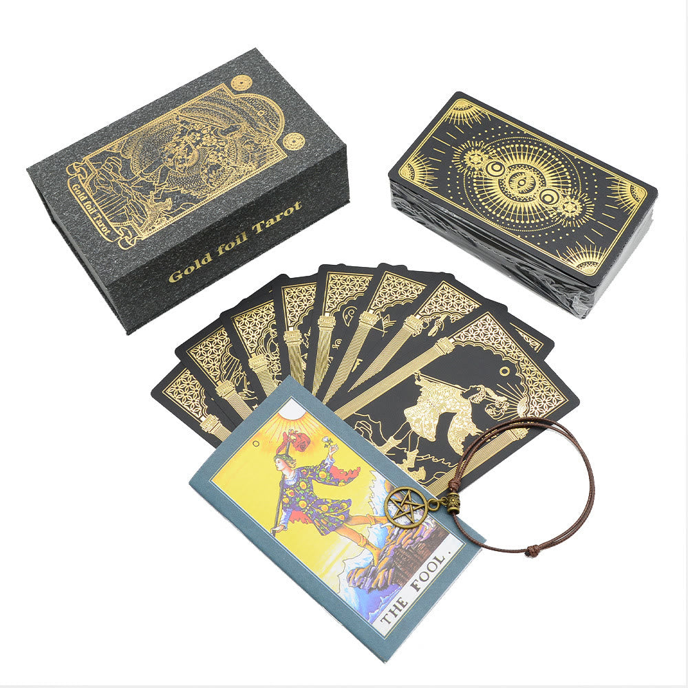 Olivenorma Bronzing Black Gold Foil Tarot Deck Cards