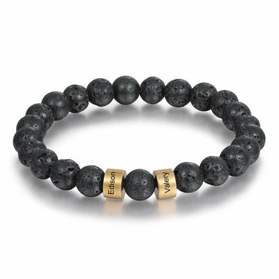 Olivenorma Natural Stone Engraving Personalized Beads Men Bracelet