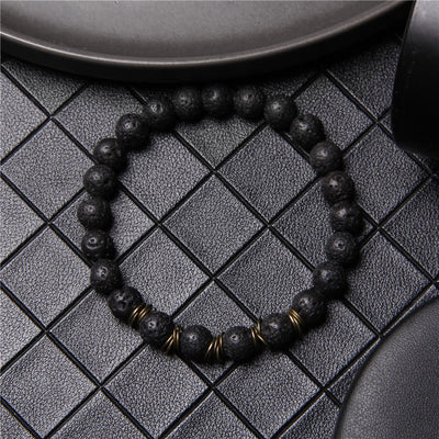 Olivenorma Polished Natural Stone 8mm Bead Stretch Yoga Bracelet