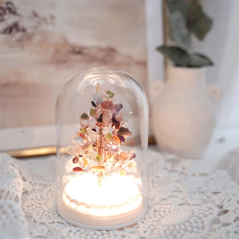 Olivenorma Christmas Tree Crystal Stone Night Light Decoration