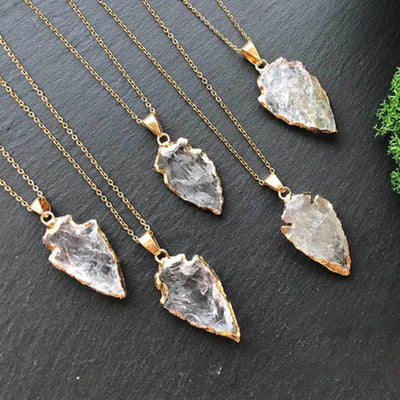 Olivenorma Natural Crystal Carnelian Arrowhead Necklace - Clear Quartz - image 13