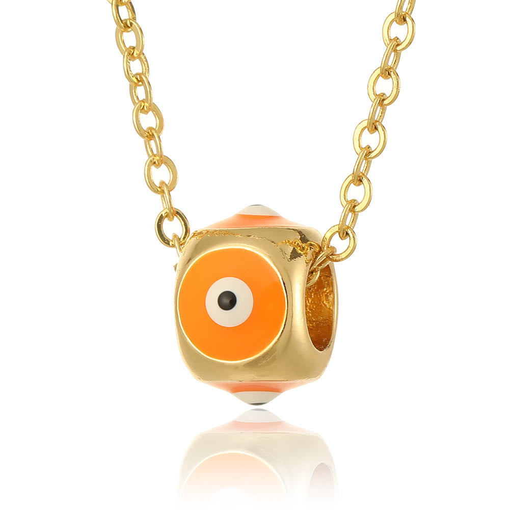 Olivenorma Oil Dripping Round Evil Eye Pendant Necklace