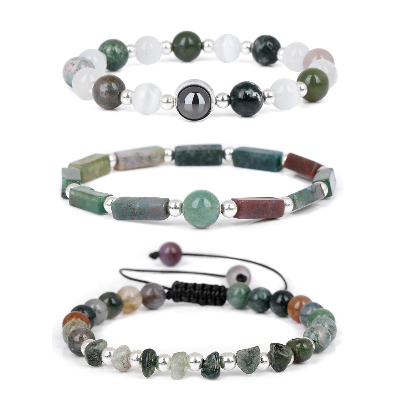 Olivenorma "Healing Wishes" Natural Crystal 3 Pieces Set Bracelet