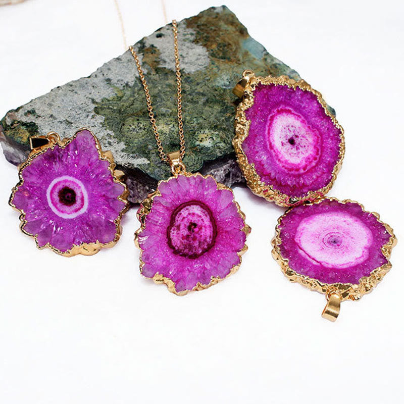 Olivenorma Natural Crystal Geode Pendant